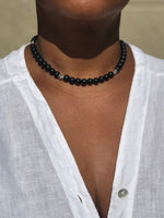 Onyx Matte Choker w/Silver Beads