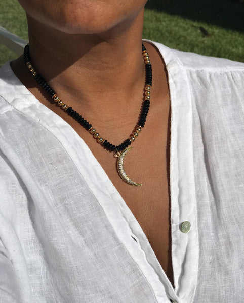 Onyx Necklace w/Gold Bead